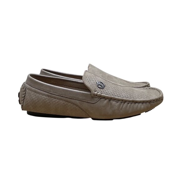 Bruno Marc Mens Beige Faux Leather Silver Accent Slip-On Flat Loafers Sz 9 - New main image 5